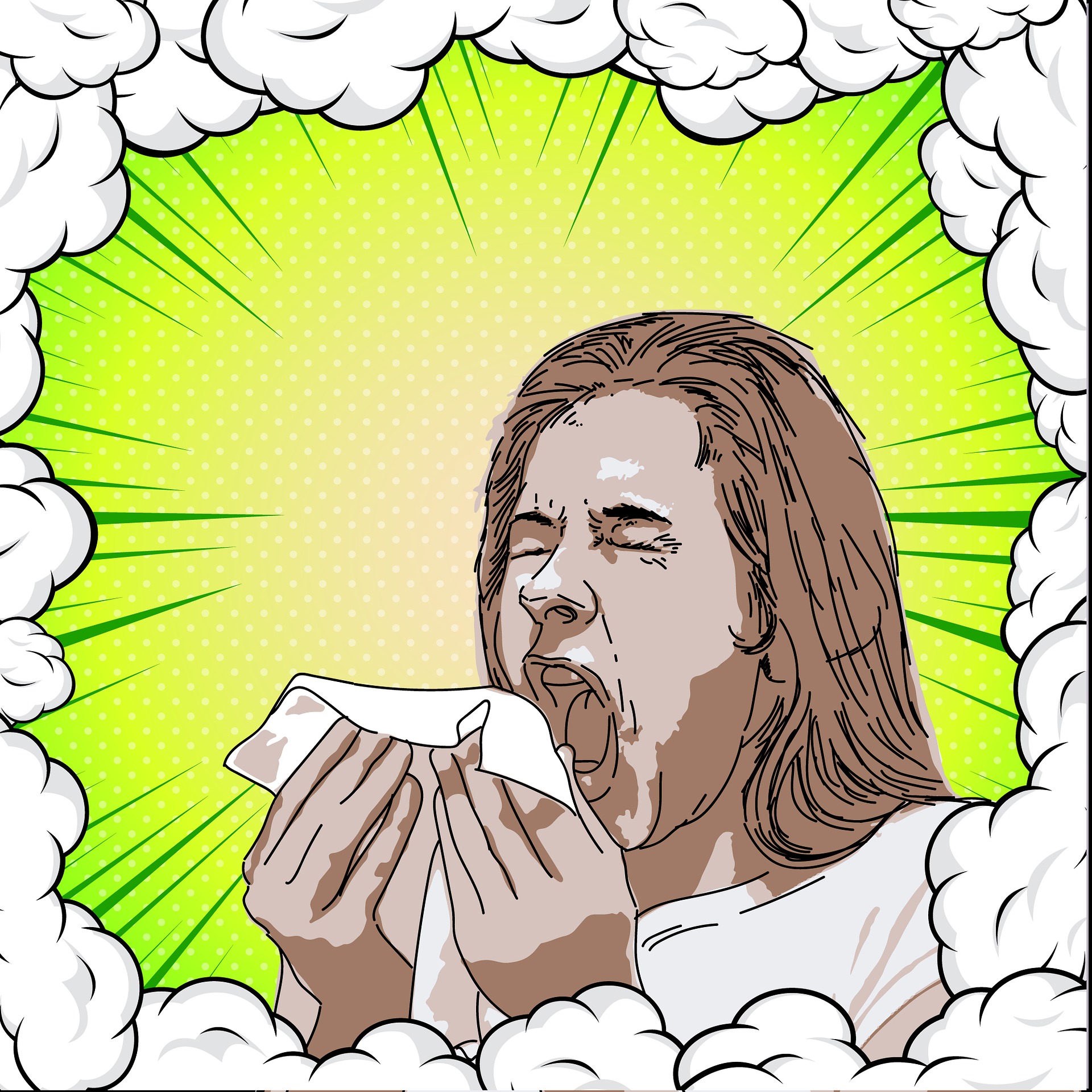 Illustration of Women Sneezing