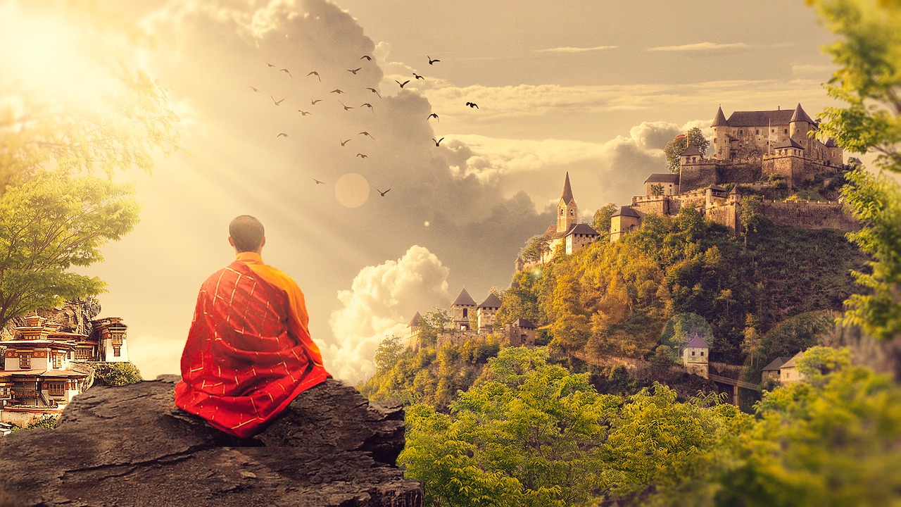A Monk Meditating